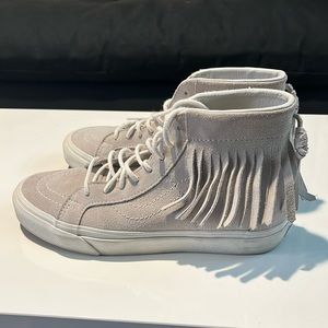 Vans white grey suede moccasin